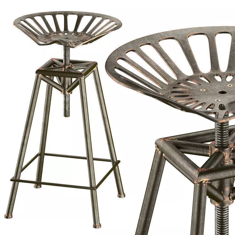 Charlie Industrial Metal Design Stool 3D model_0