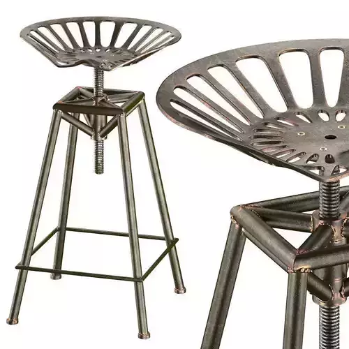 Charlie Industrial Metal Design Stool 3D model