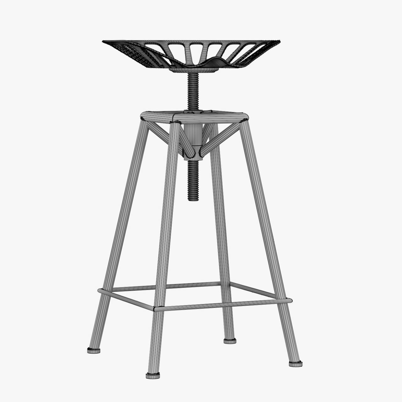 Charlie Industrial Metal Design Stool 3D model_5