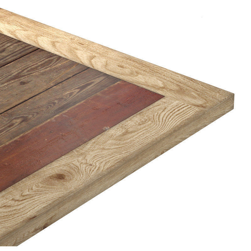 Cast Iron and Larch Restaurant Table Square 3D model_2