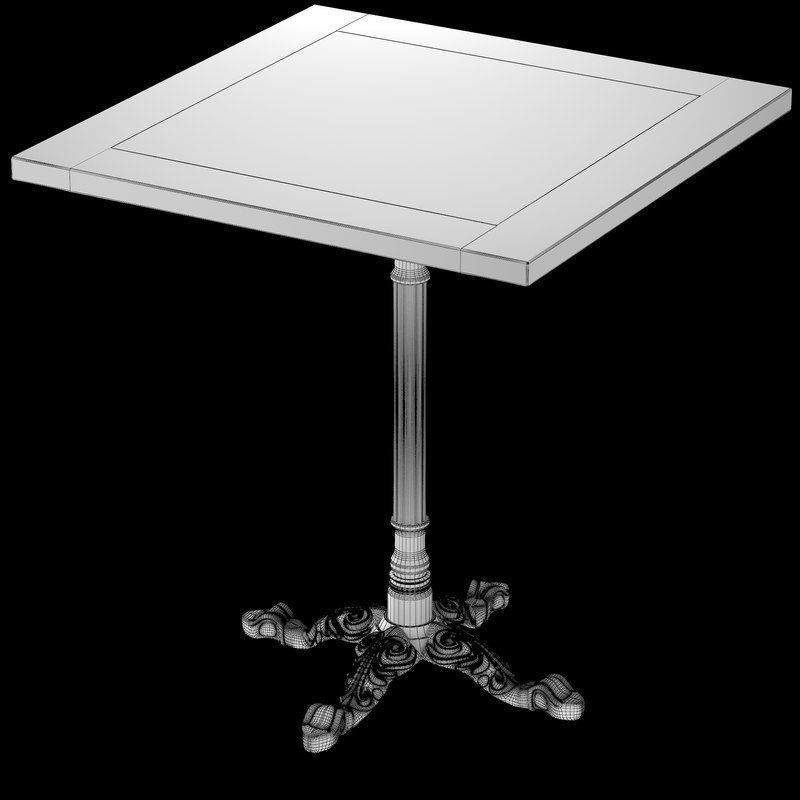Cast Iron and Larch Restaurant Table Square 3D model_3