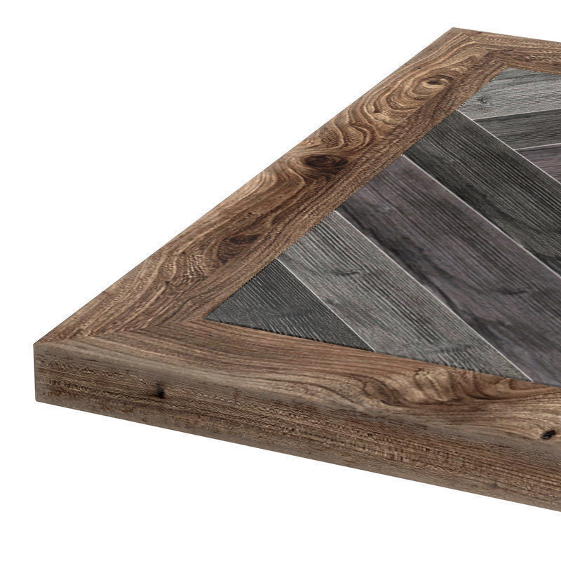 Cast Iron and Wood Restaurant Table Square 3D model_1