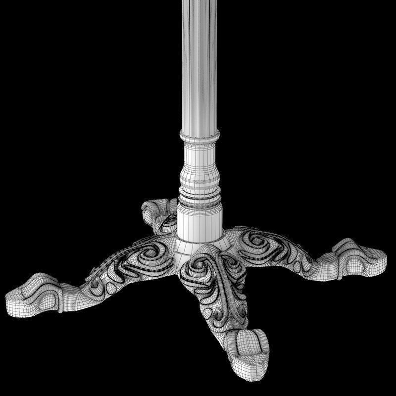 Cast Iron and Wood Restaurant Table Square 3D model_4