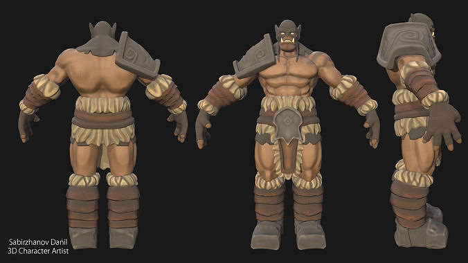 Stylized ork Low-poly 3D model