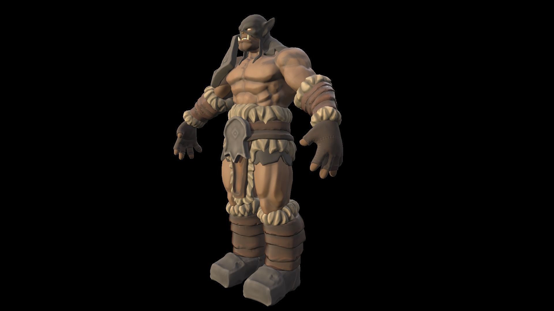 Stylized ork Low-poly 3D model_2