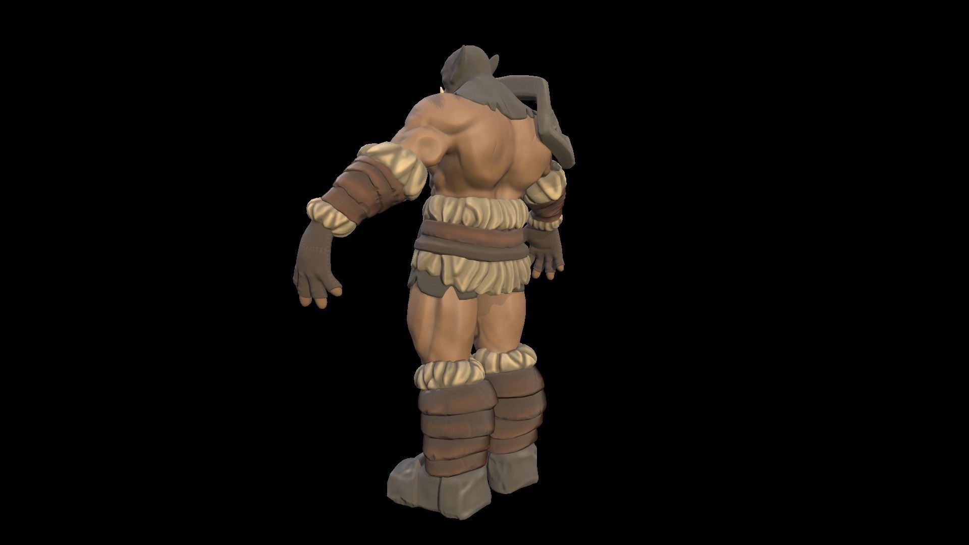 Stylized ork Low-poly 3D model_3