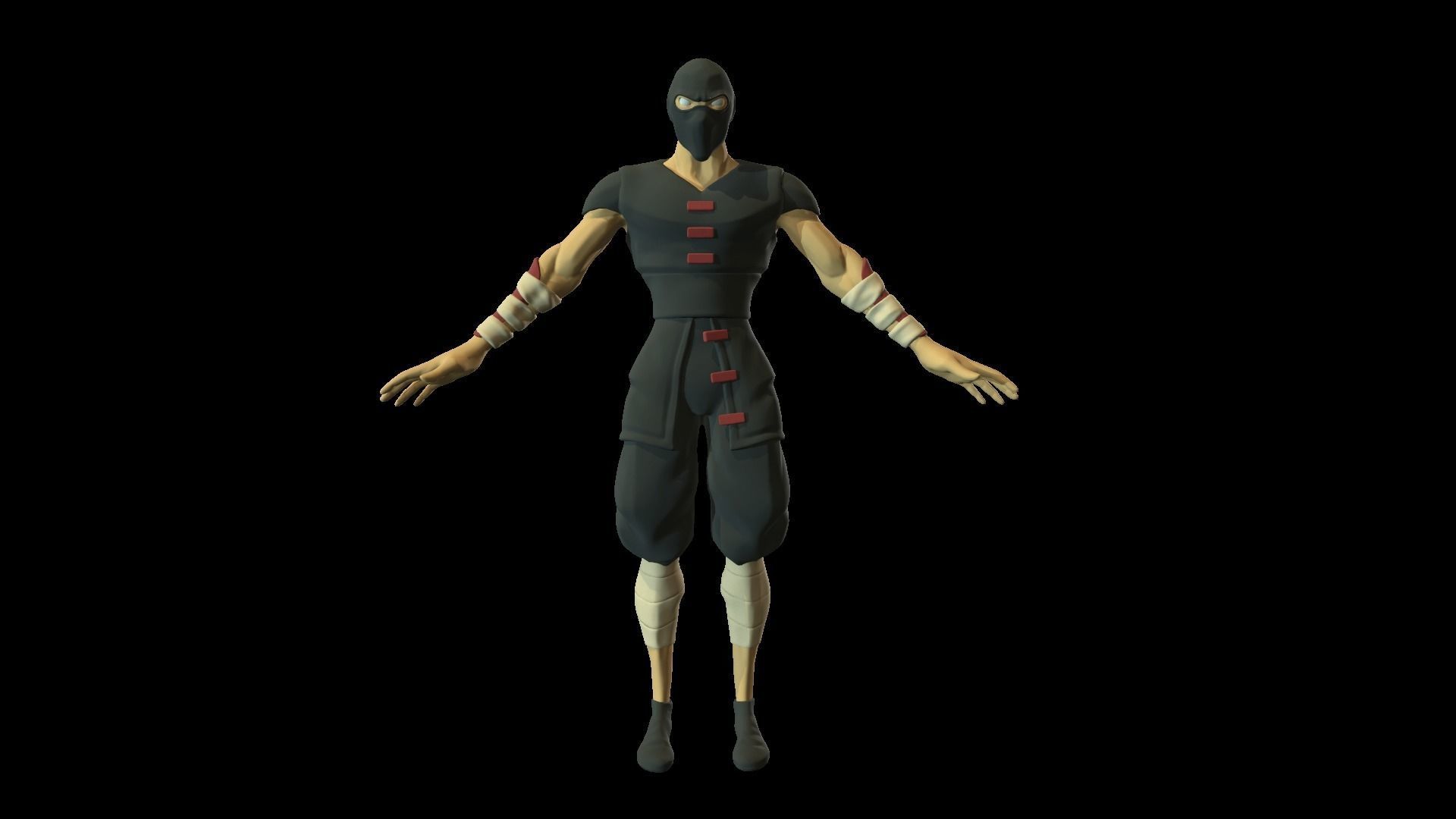 Shinobi animated character Low-poly 3D model_3