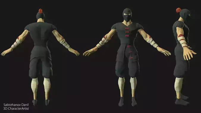 Shinobi animated character Low-poly 3D model