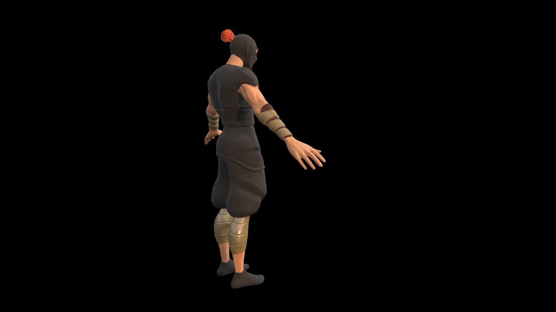 Shinobi animated character Low-poly 3D model_9