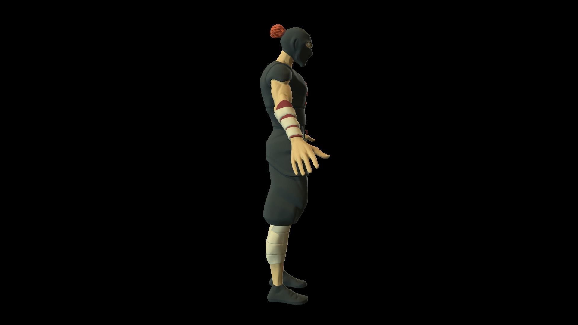 Shinobi animated character Low-poly 3D model_4