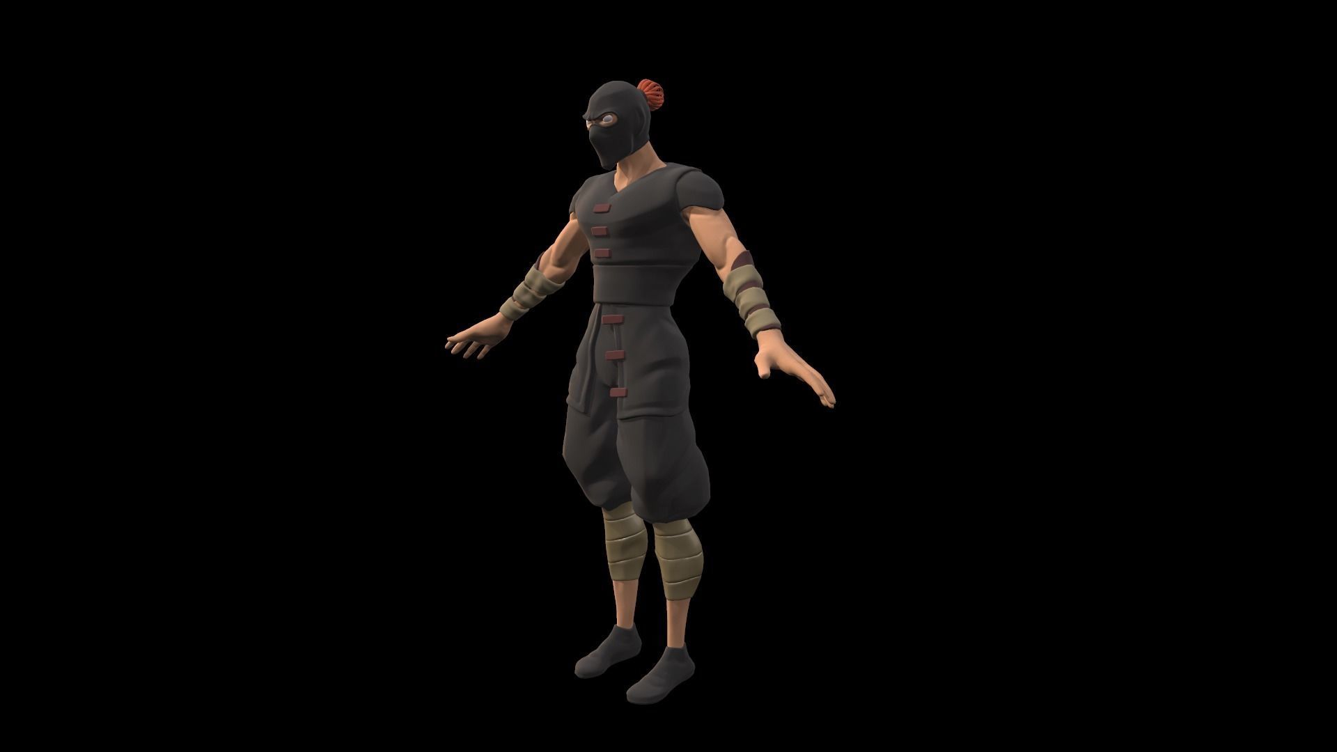 Shinobi animated character Low-poly 3D model_8