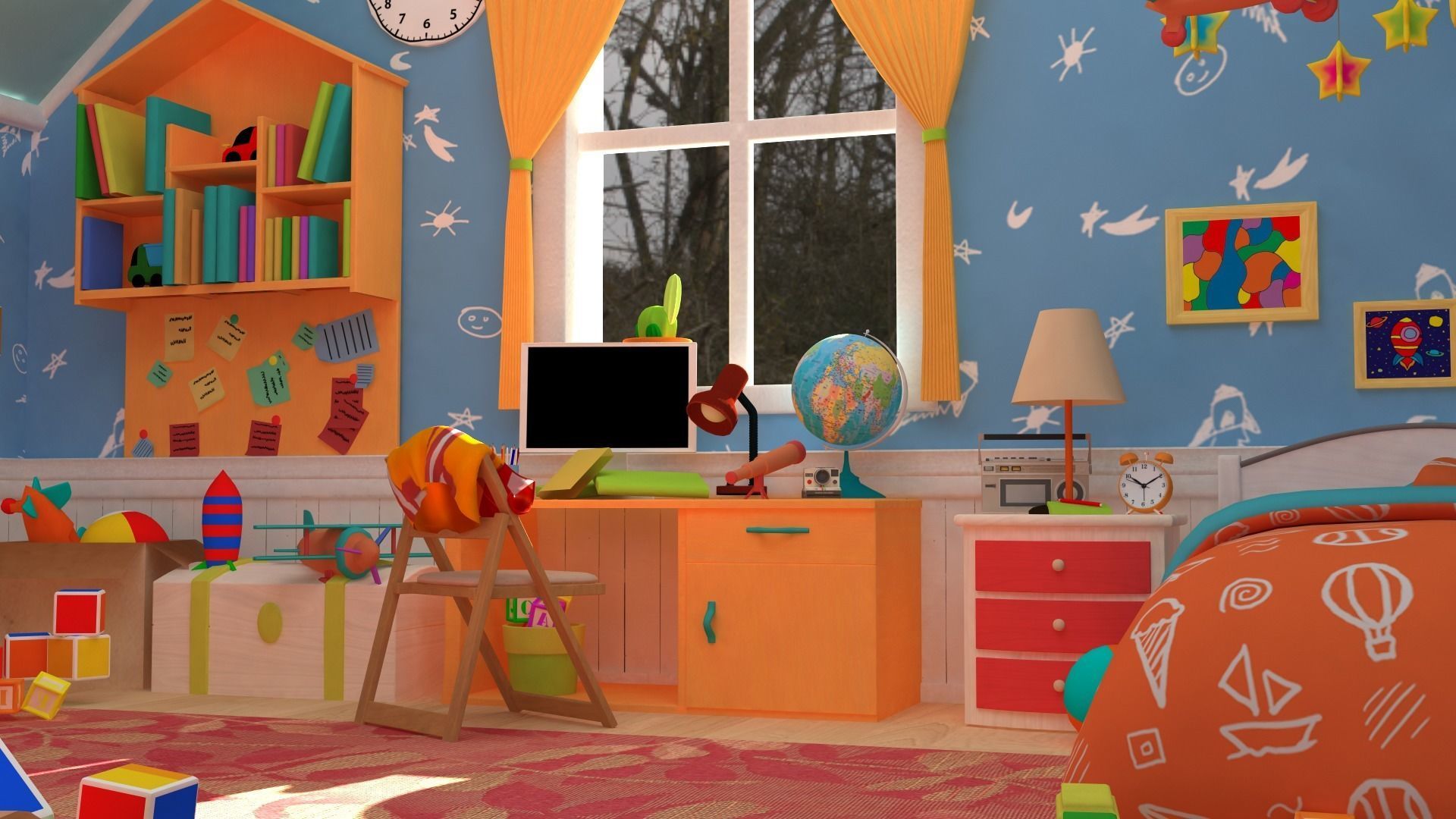 Asset - Cartoons - Bed Room 3D model 3D model_2