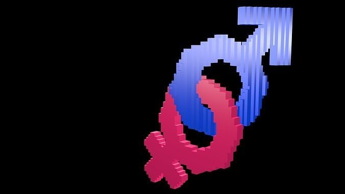 Symbols of gender voxel 4 3D model