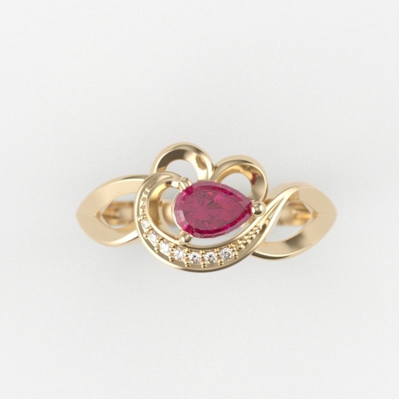 Women Ring with gems and diamonds 3dm stl 3D print model 3D print model_2