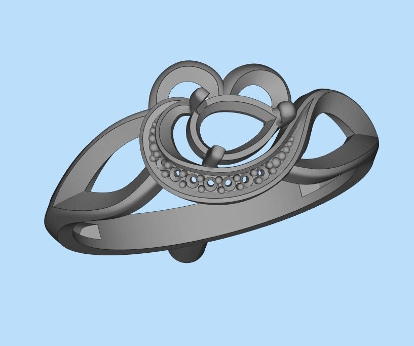 Women Ring with gems and diamonds 3dm stl 3D print model 3D print model_14