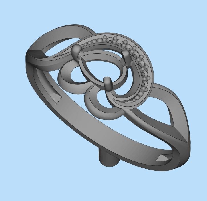 Women Ring with gems and diamonds 3dm stl 3D print model 3D print model_15