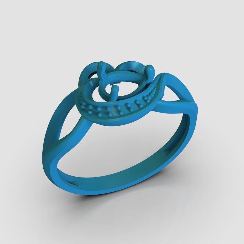 Women Ring with gems and diamonds 3dm stl 3D print model 3D print model_22