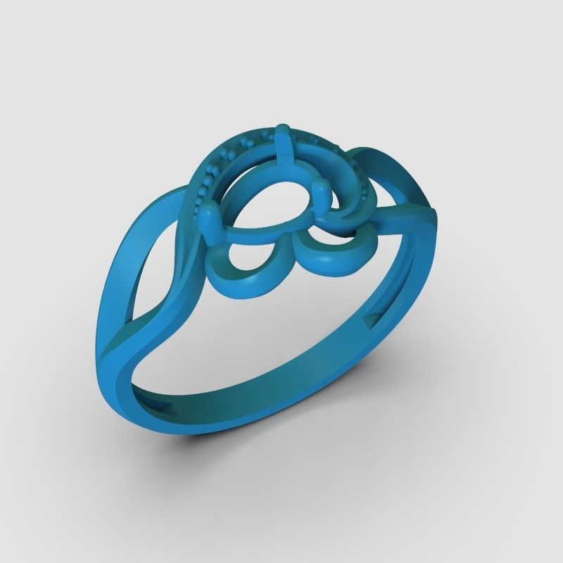 Women Ring with gems and diamonds 3dm stl 3D print model 3D print model_23