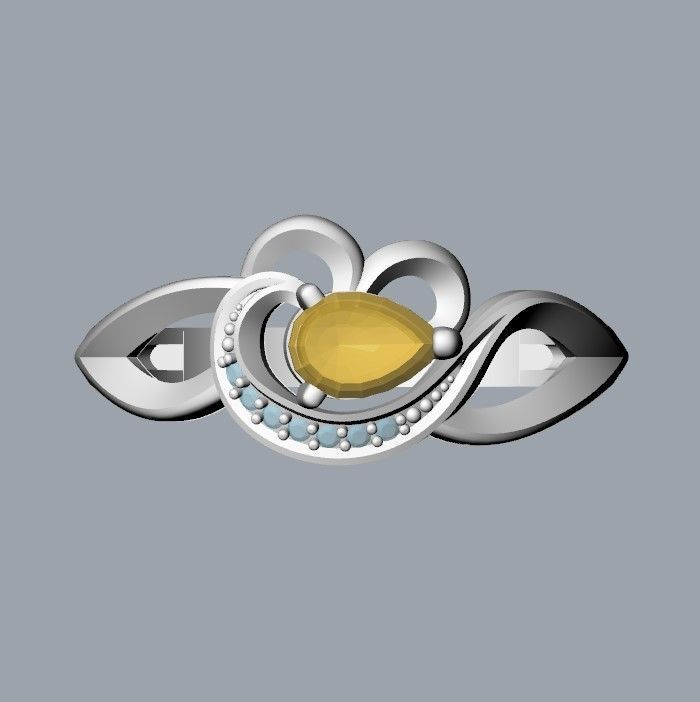 Women Ring with gems and diamonds 3dm stl 3D print model 3D print model_11