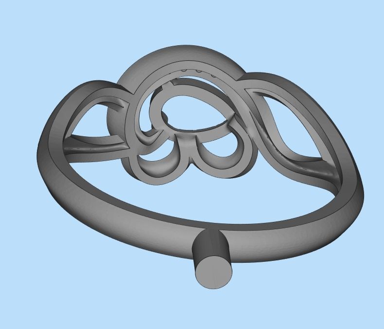 Women Ring with gems and diamonds 3dm stl 3D print model 3D print model_13