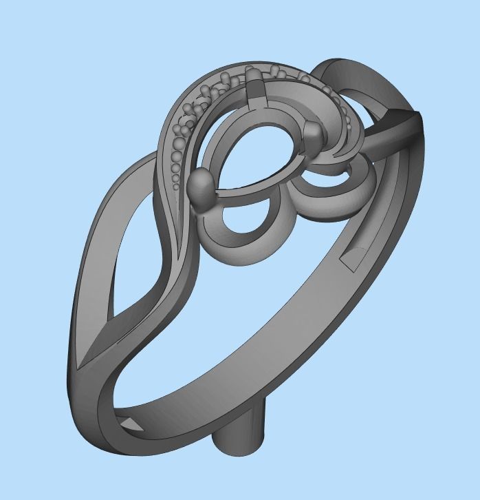 Women Ring with gems and diamonds 3dm stl 3D print model 3D print model_16