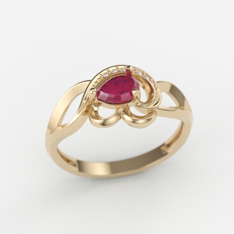 Women Ring with gems and diamonds 3dm stl 3D print model 3D print model_3