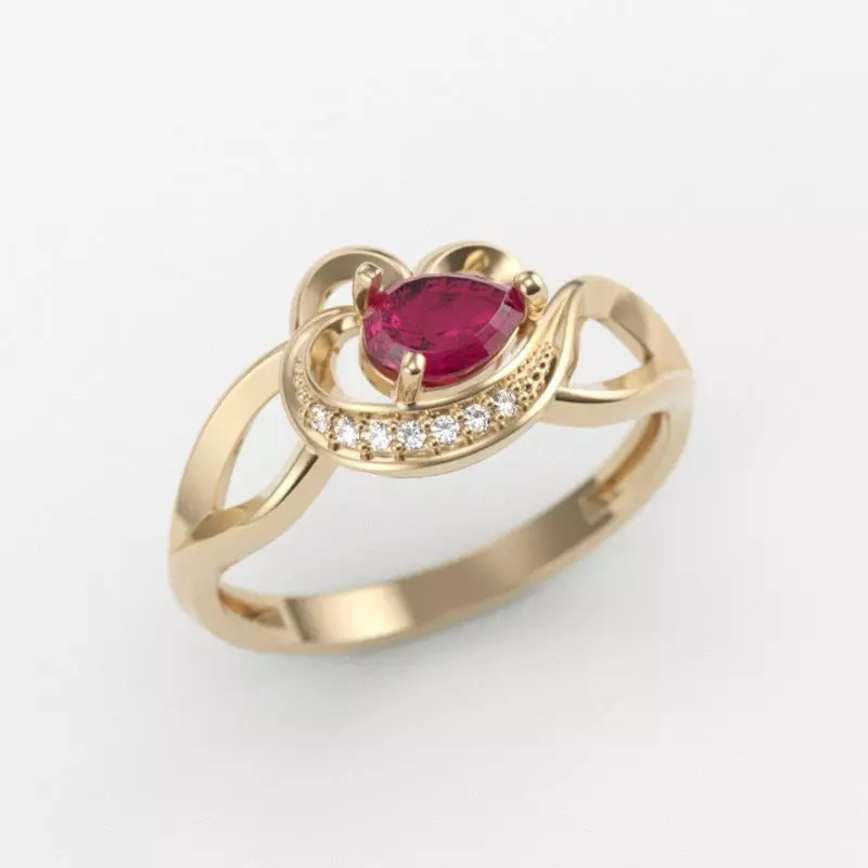 Women Ring with gems and diamonds 3dm stl 3D print model 3D print model_0