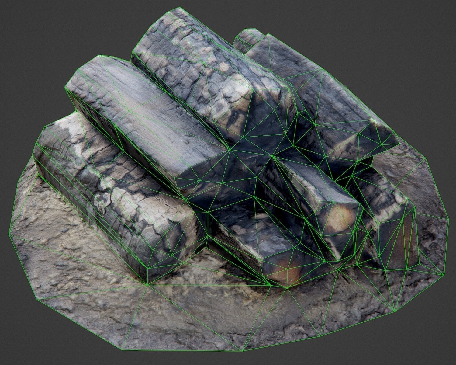 Burnt Firewood - Game Ready Low-poly 3D model_8