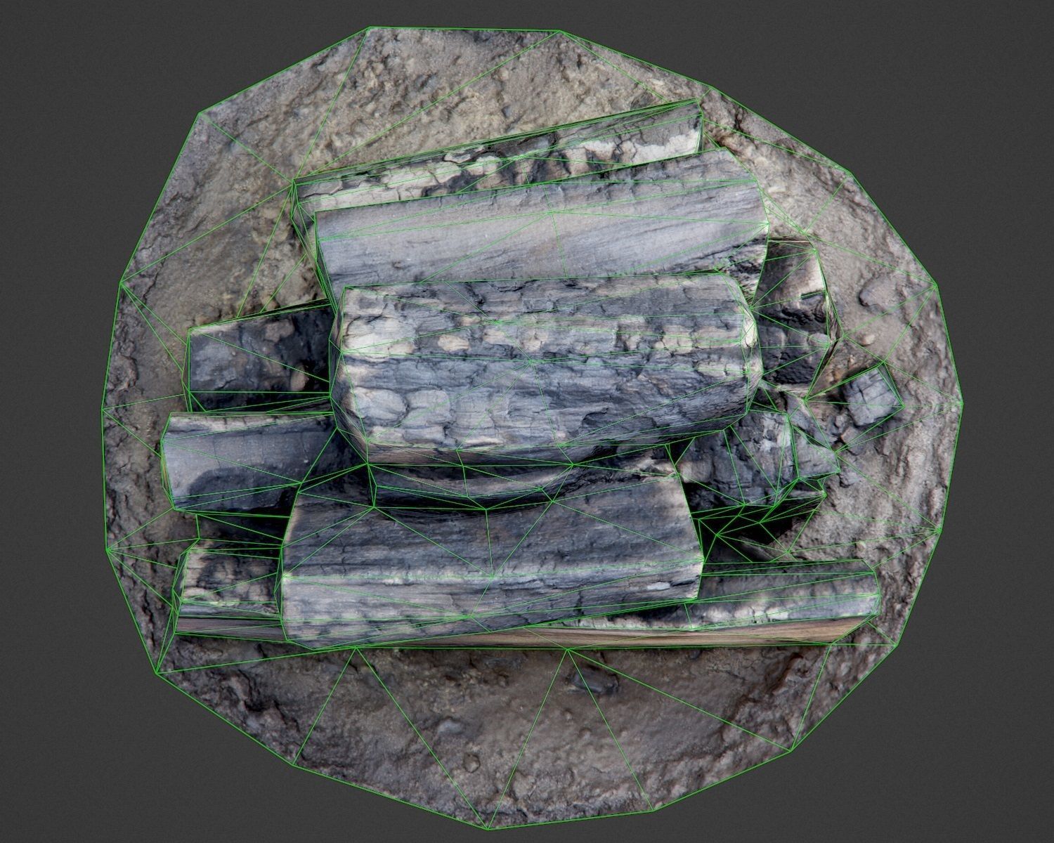 Burnt Firewood - Game Ready Low-poly 3D model_6