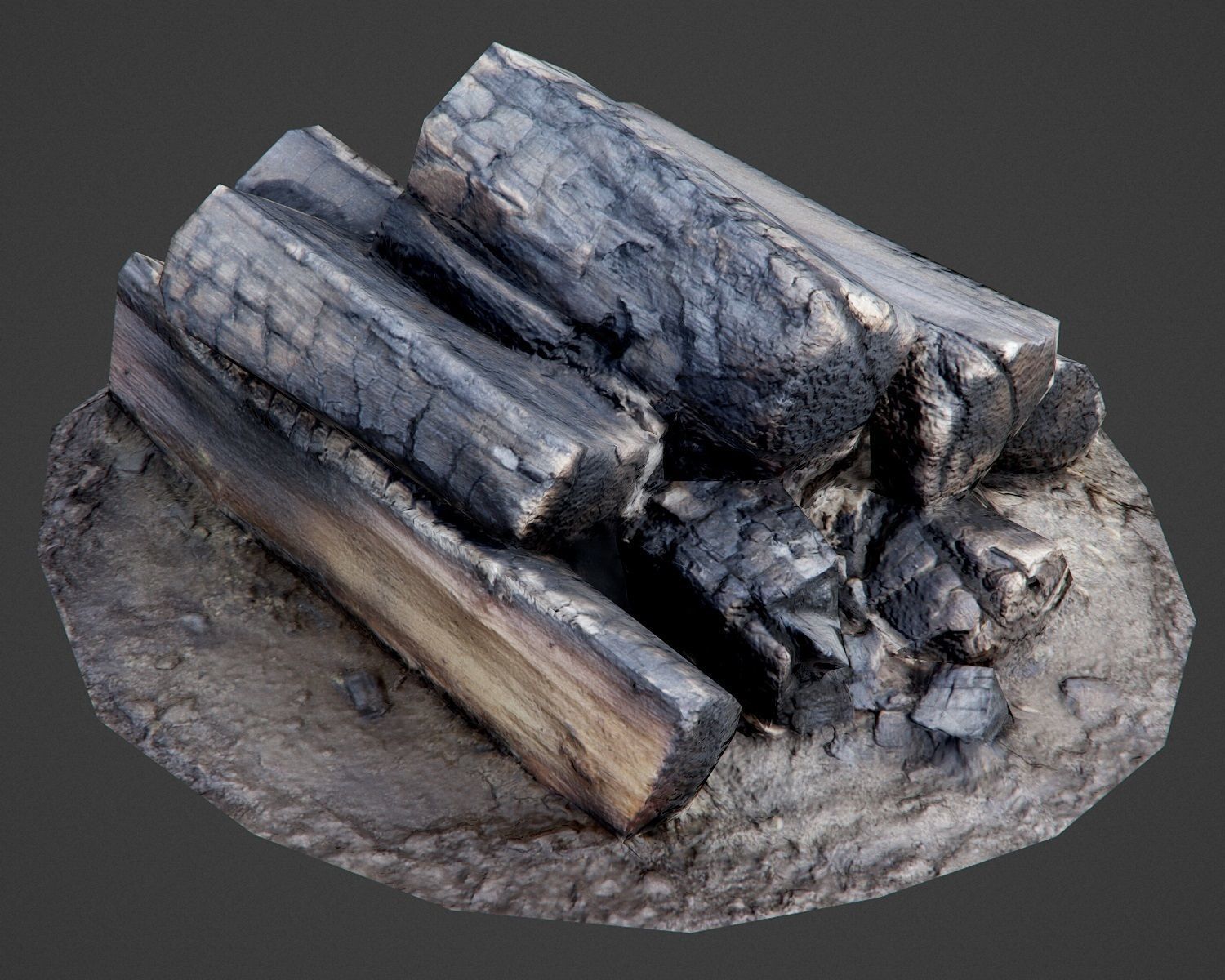 Burnt Firewood - Game Ready Low-poly 3D model_9