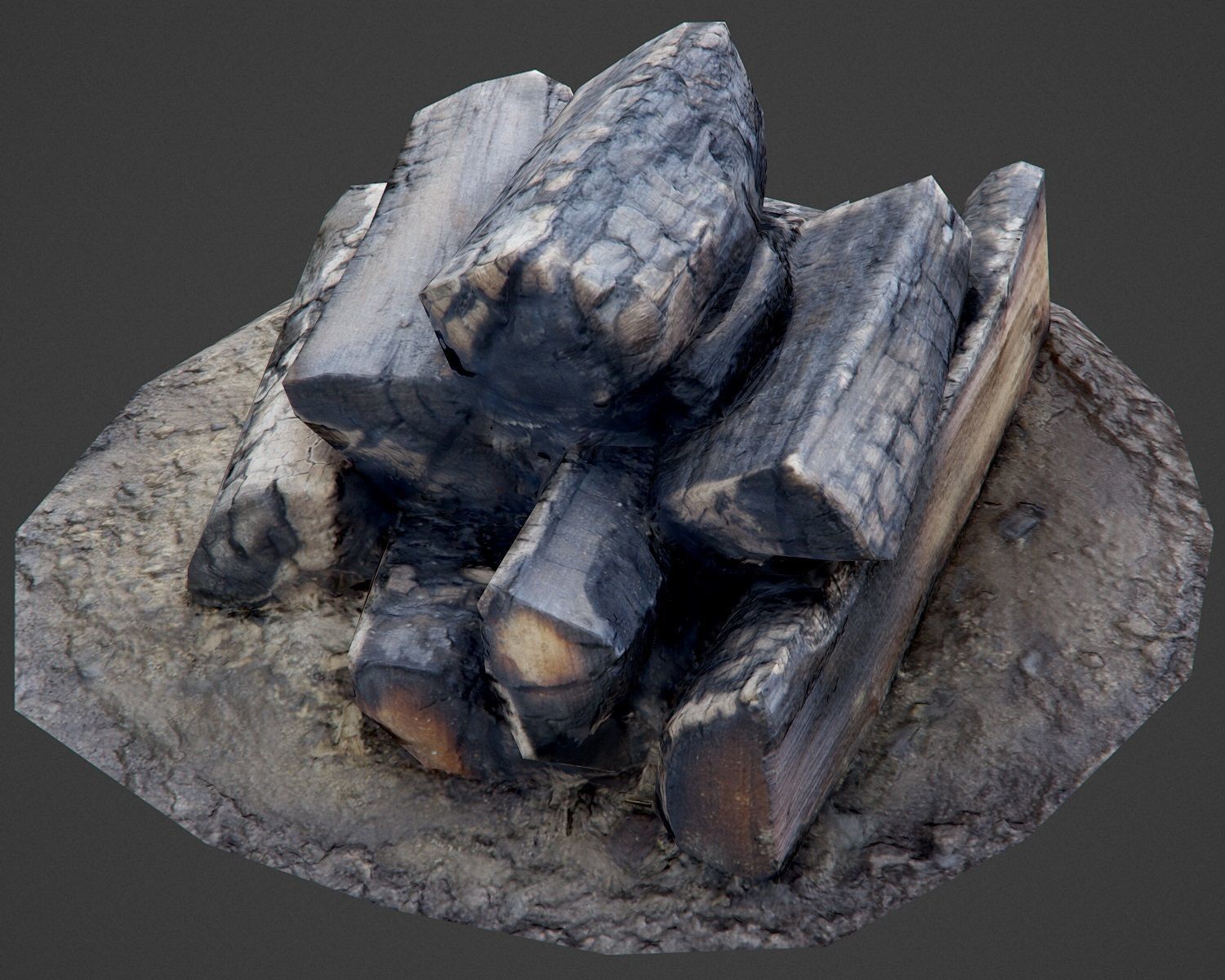 Burnt Firewood - Game Ready Low-poly 3D model_10