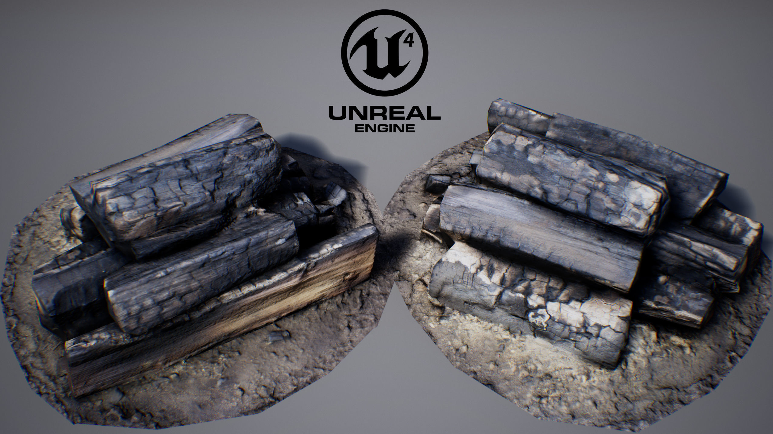 Burnt Firewood - Game Ready Low-poly 3D model_2