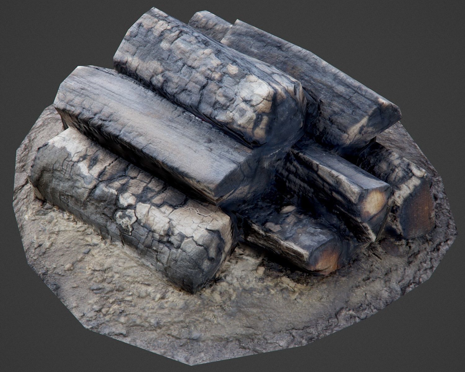 Burnt Firewood - Game Ready Low-poly 3D model_7