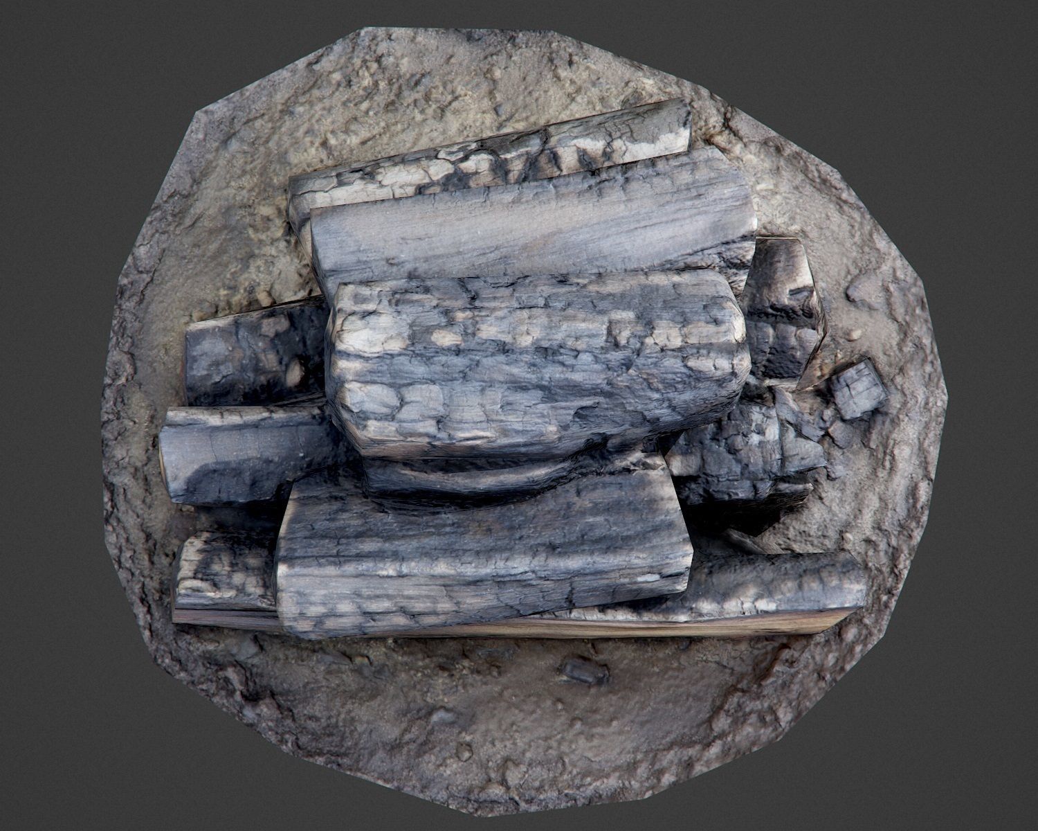 Burnt Firewood - Game Ready Low-poly 3D model_5