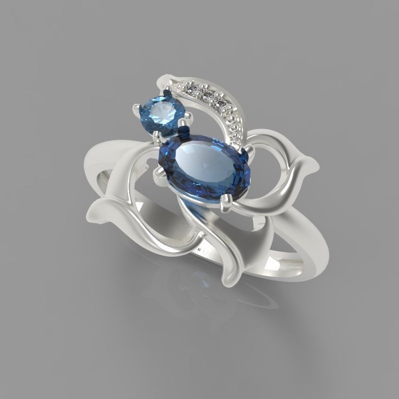 Women Butterfly Ring with gems 3dm stl 3D print model 3D print model_8