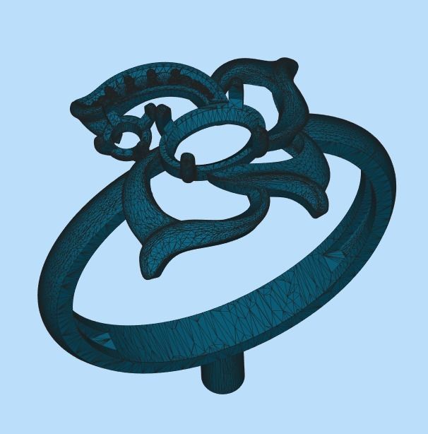 Women Butterfly Ring with gems 3dm stl 3D print model 3D print model_16