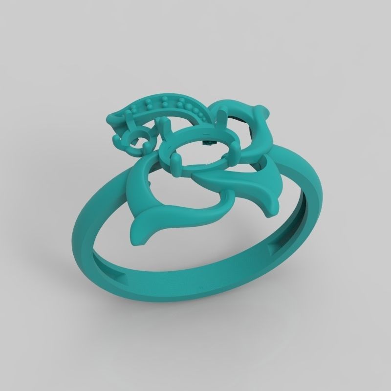 Women Butterfly Ring with gems 3dm stl 3D print model 3D print model_10