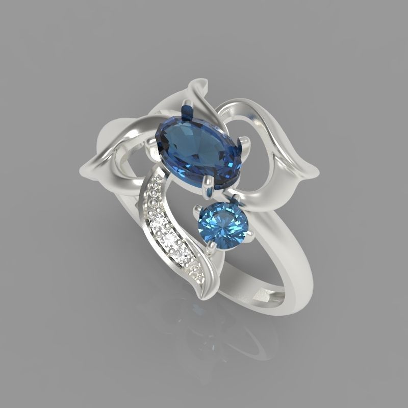 Women Butterfly Ring with gems 3dm stl 3D print model 3D print model_6