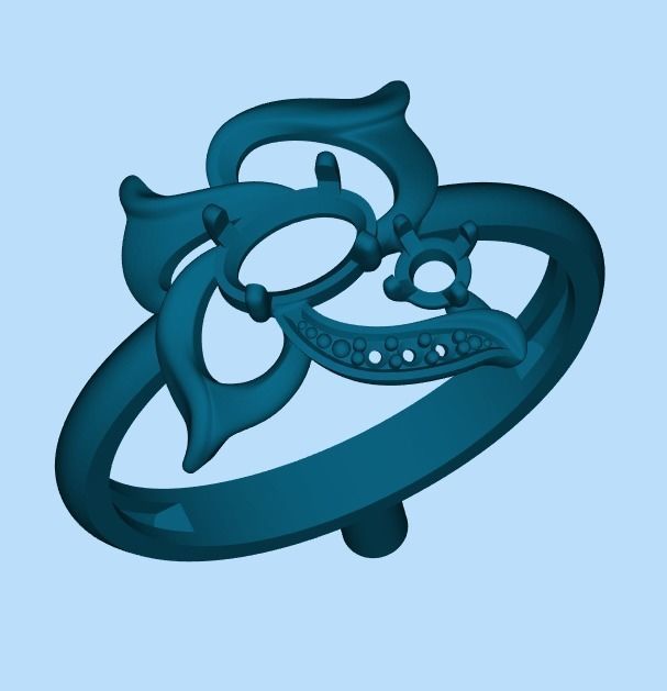 Women Butterfly Ring with gems 3dm stl 3D print model 3D print model_18