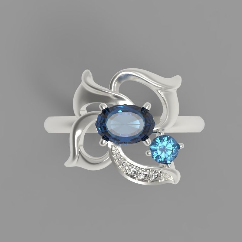 Women Butterfly Ring with gems 3dm stl 3D print model 3D print model_5