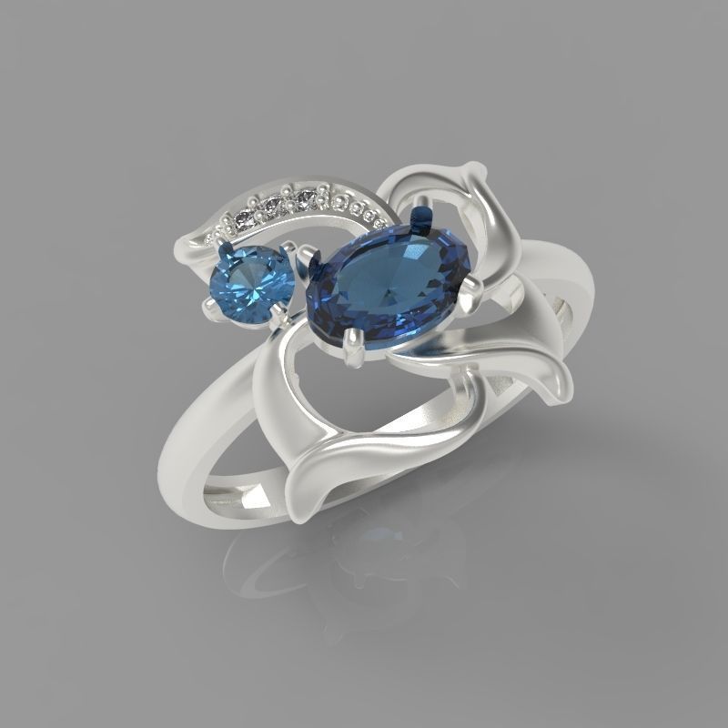 Women Butterfly Ring with gems 3dm stl 3D print model 3D print model_7