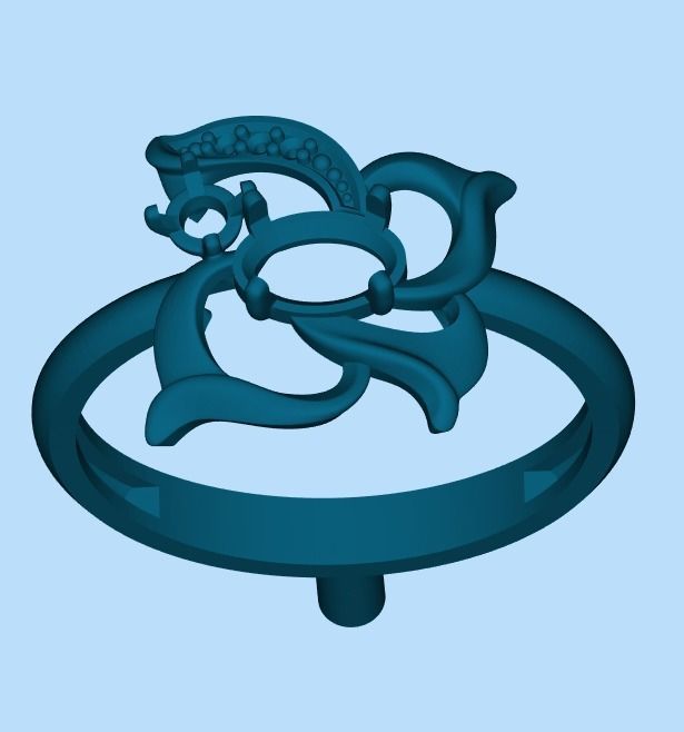 Women Butterfly Ring with gems 3dm stl 3D print model 3D print model_17