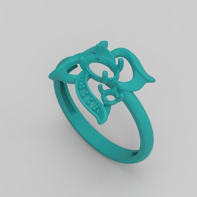 Women Butterfly Ring with gems 3dm stl 3D print model 3D print model_11