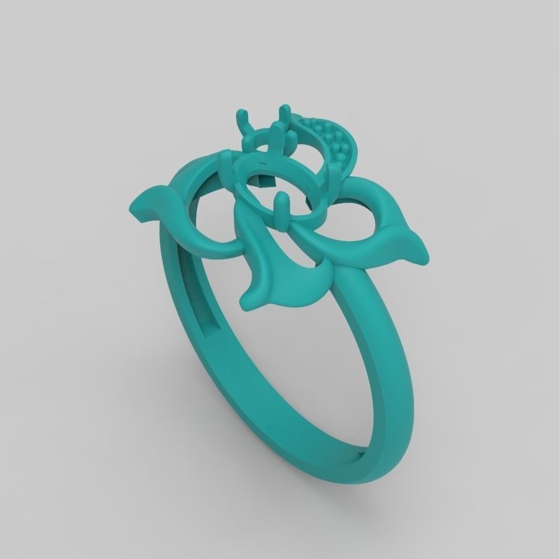 Women Butterfly Ring with gems 3dm stl 3D print model 3D print model_24