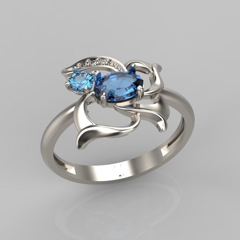 Women Butterfly Ring with gems 3dm stl 3D print model 3D print model_1