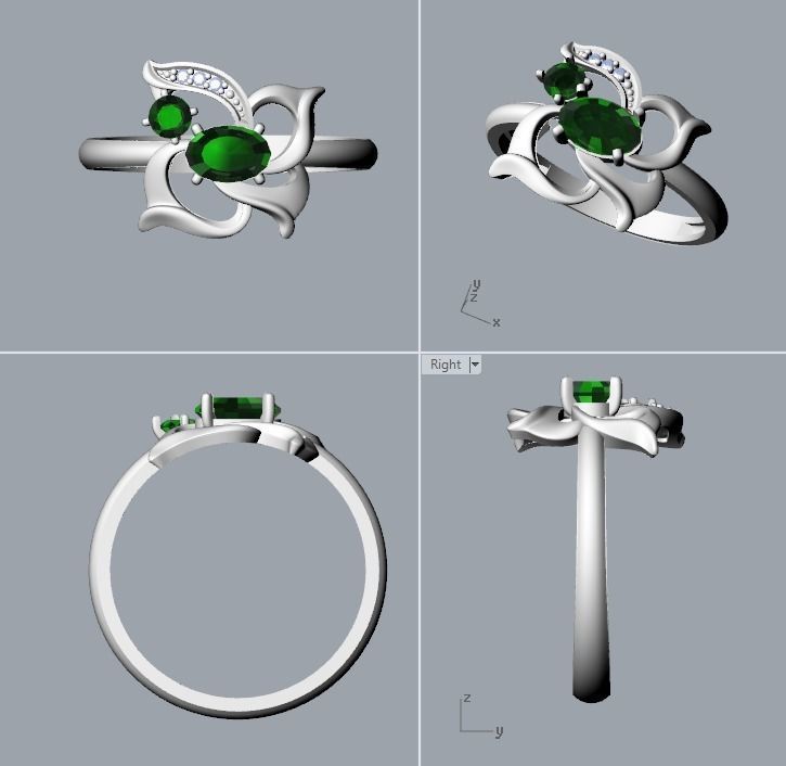 Women Butterfly Ring with gems 3dm stl 3D print model 3D print model_14