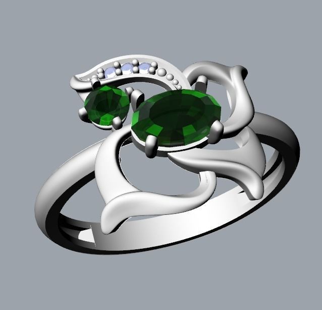 Women Butterfly Ring with gems 3dm stl 3D print model 3D print model_13