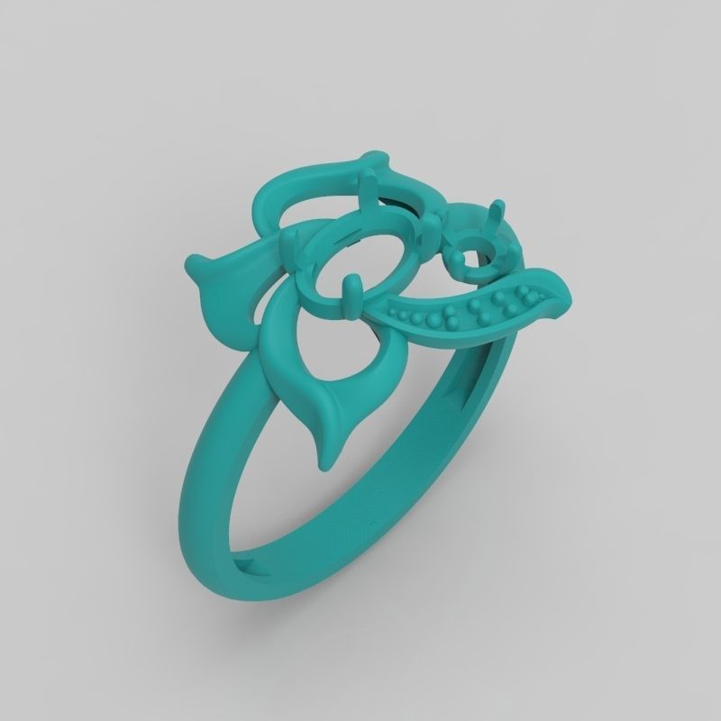 Women Butterfly Ring with gems 3dm stl 3D print model 3D print model_12