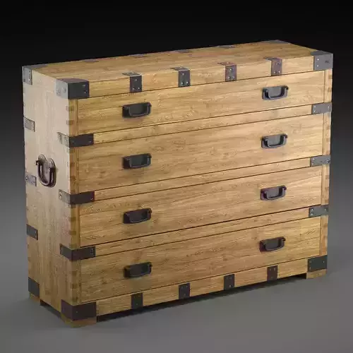 Chest Vintage Antique Oak 3D model