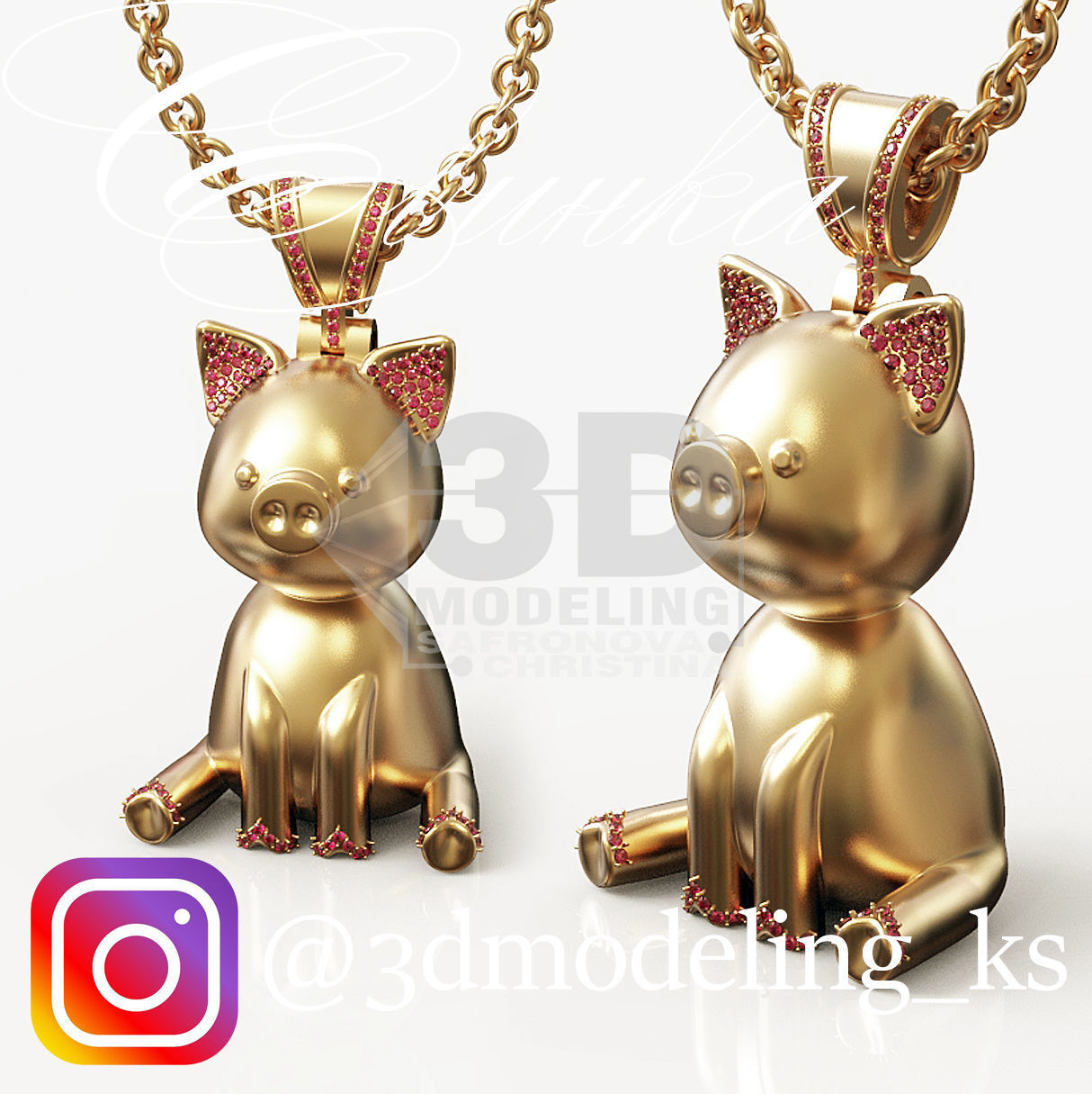 Pig piggy 3D print model_12